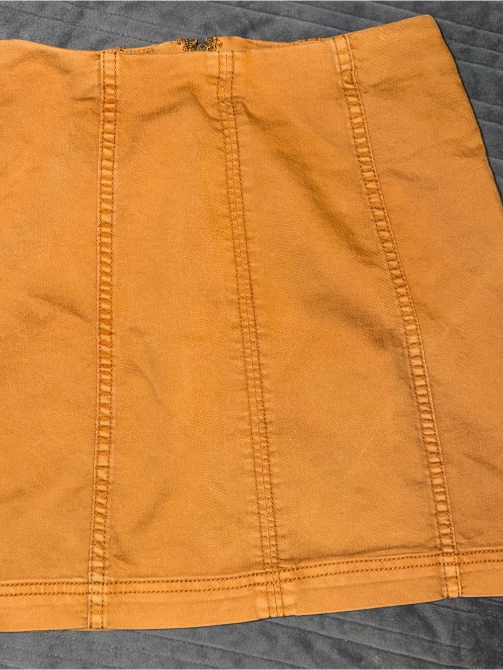 Free People Modern Femme Mini Skirt Fall Mustard Yellow Zip back size 2